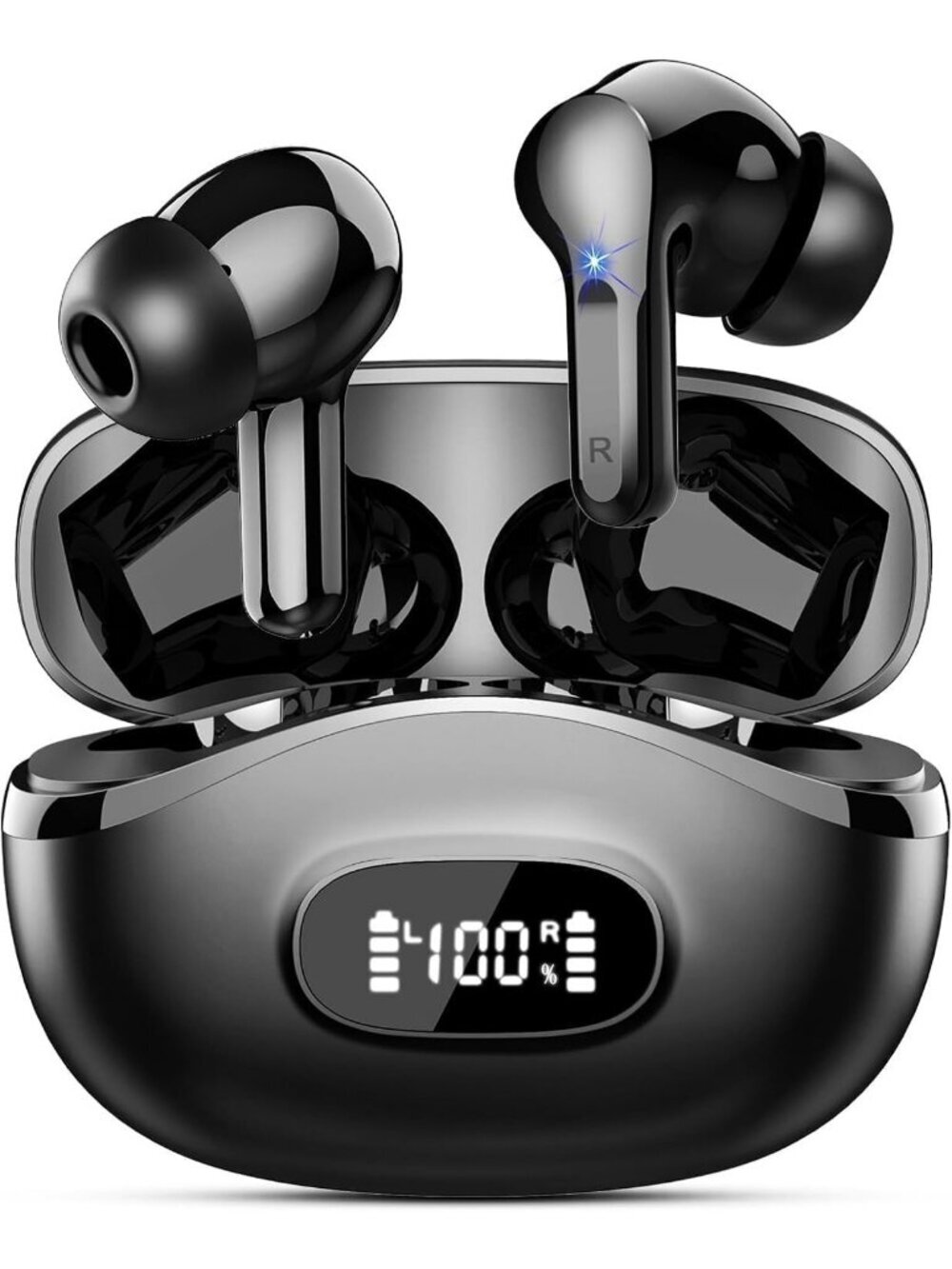 Wireless Black 5.4 HiFi Stereo Noise Cancelling Mics 48H Ear Bluetooth Earbud